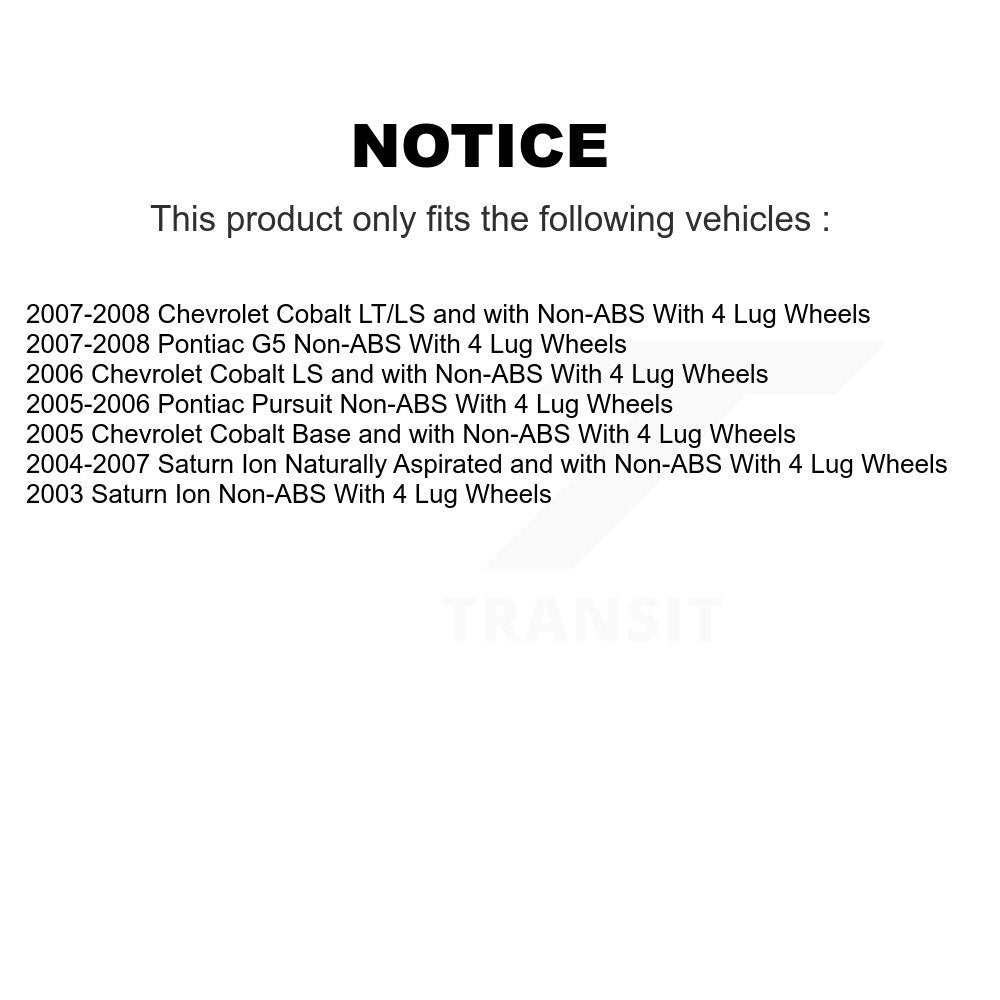 Coated Brakes Drum Hub Bearing Rear Kit For Chevrolet Cobalt Pontiac Saturn Ion
