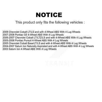 Coated Brakes Drum Hub Bearing Rear Kit For Chevrolet Cobalt Pontiac Saturn Ion