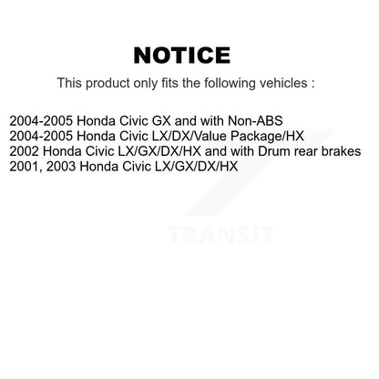 Coated Brakes Drum And Wheel Hub Bearing Assembly Rear Kit For Honda Civic