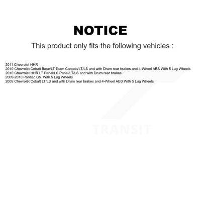 Brake Drum Shoe Hardware & Hub Bearing Rear Kit For Chevrolet Cobalt Pontiac G5