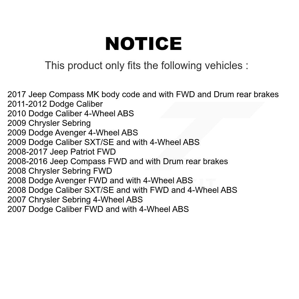 Brake Drum Shoe Hardware And Hub Bearing Rear Kit For Jeep Patriot Compass Dodge