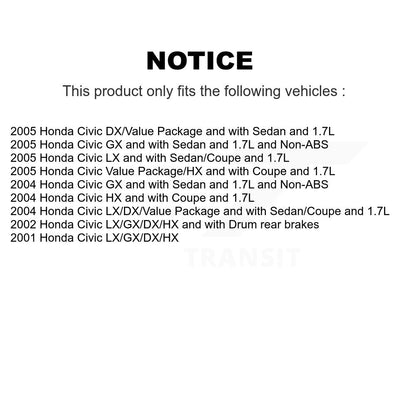 Brake Drum Shoe Hardware And Wheel Hub Bearing Assembly Rear Kit For Honda Civic