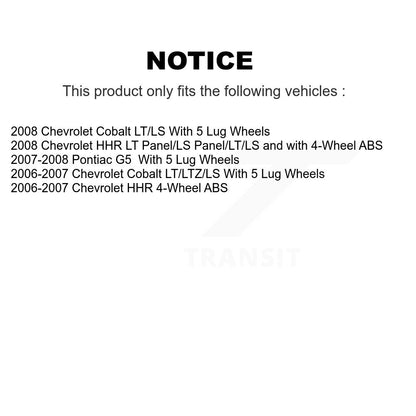 Drum Brake And Hub Bearing Assembly Rear Kit For Chevrolet Cobalt Pontiac G5 HHR