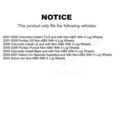 Drum Brake And Hub Bearing Rear Kit For Chevrolet Cobalt Pontiac Saturn Ion G5