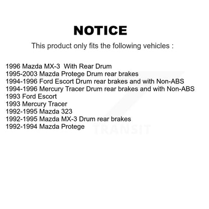 Drum Brake & Hub Bearing Rear Kit For Mazda Protege Ford Escort MX-3 323 Mercury