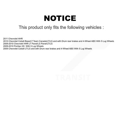 Drum Brake And Hub Bearing Assembly Rear Kit For Chevrolet Cobalt Pontiac G5 HHR