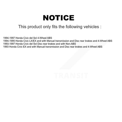 Drum Brake And Wheel Hub Bearing Assembly Rear Kit For Honda Civic del Sol