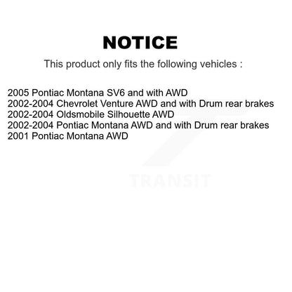 Drum Brake Hub Bearing Rear Kit For Pontiac Montana Chevrolet Venture Oldsmobile