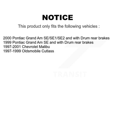 Drum Brake Hub Bearing Rear Kit For Chevrolet Malibu Pontiac Grand Am Oldsmobile