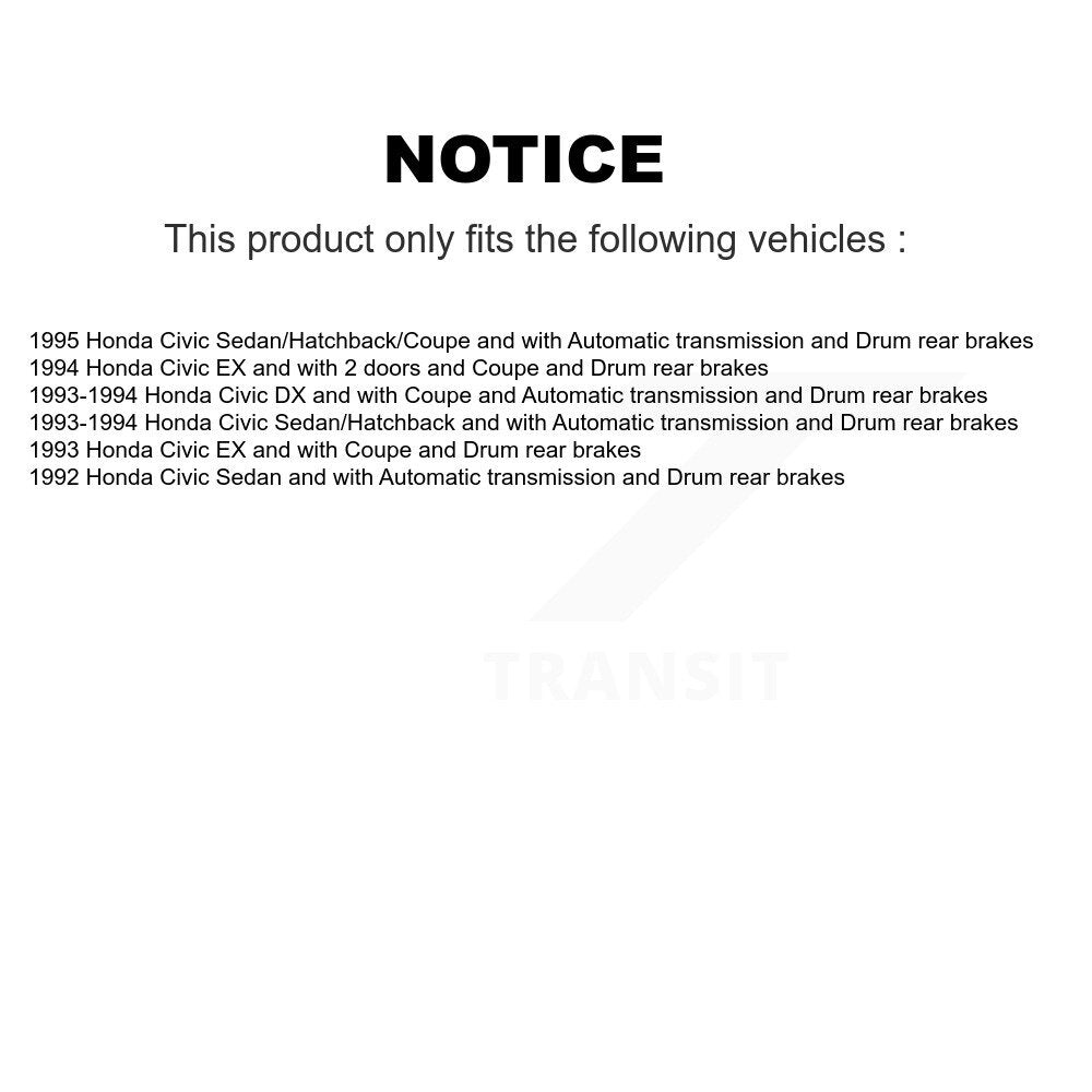 Brake Drum Hardware And Wheel Hub Bearing Assembly Rear Kit For Honda Civic