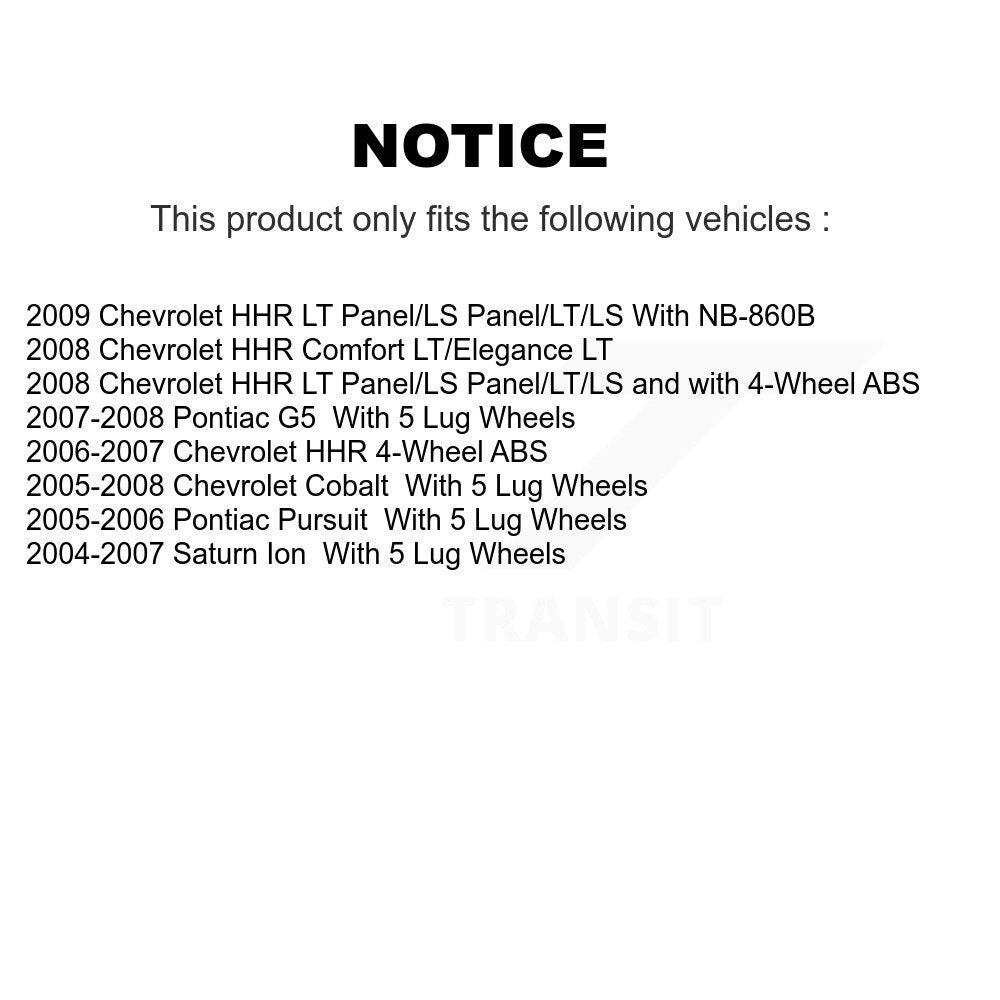 Brake Drum Hardware Hub Bearing Rear Kit For Chevrolet Cobalt Pontiac G5 Saturn