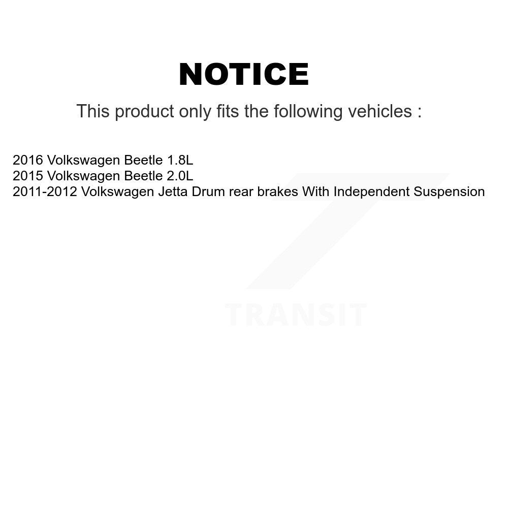 Brake Drum Hardware And Wheel Hub Bearing Rear Kit For Volkswagen Jetta Beetle
