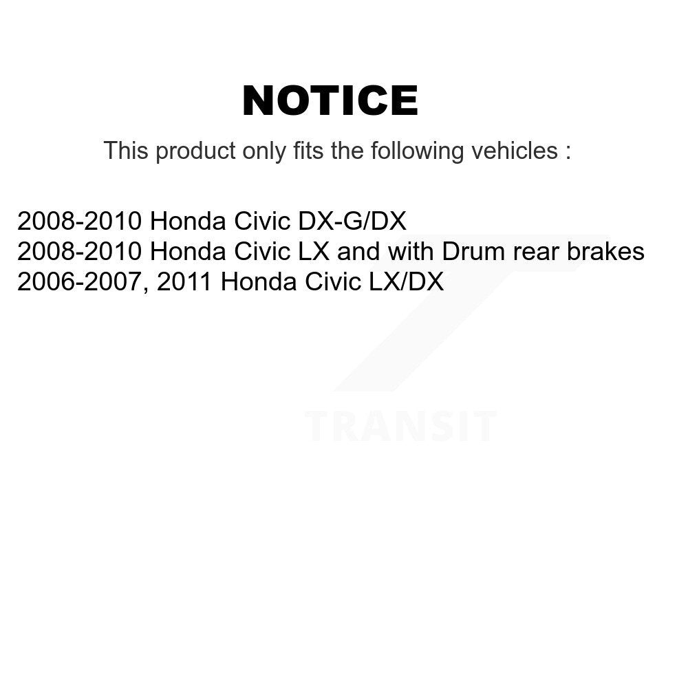 Brake Drum Hardware And Wheel Hub Bearing Assembly Rear Kit For Honda Civic