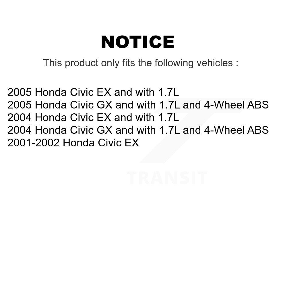 Brake Drum Hardware And Wheel Hub Bearing Assembly Rear Kit For Honda Civic