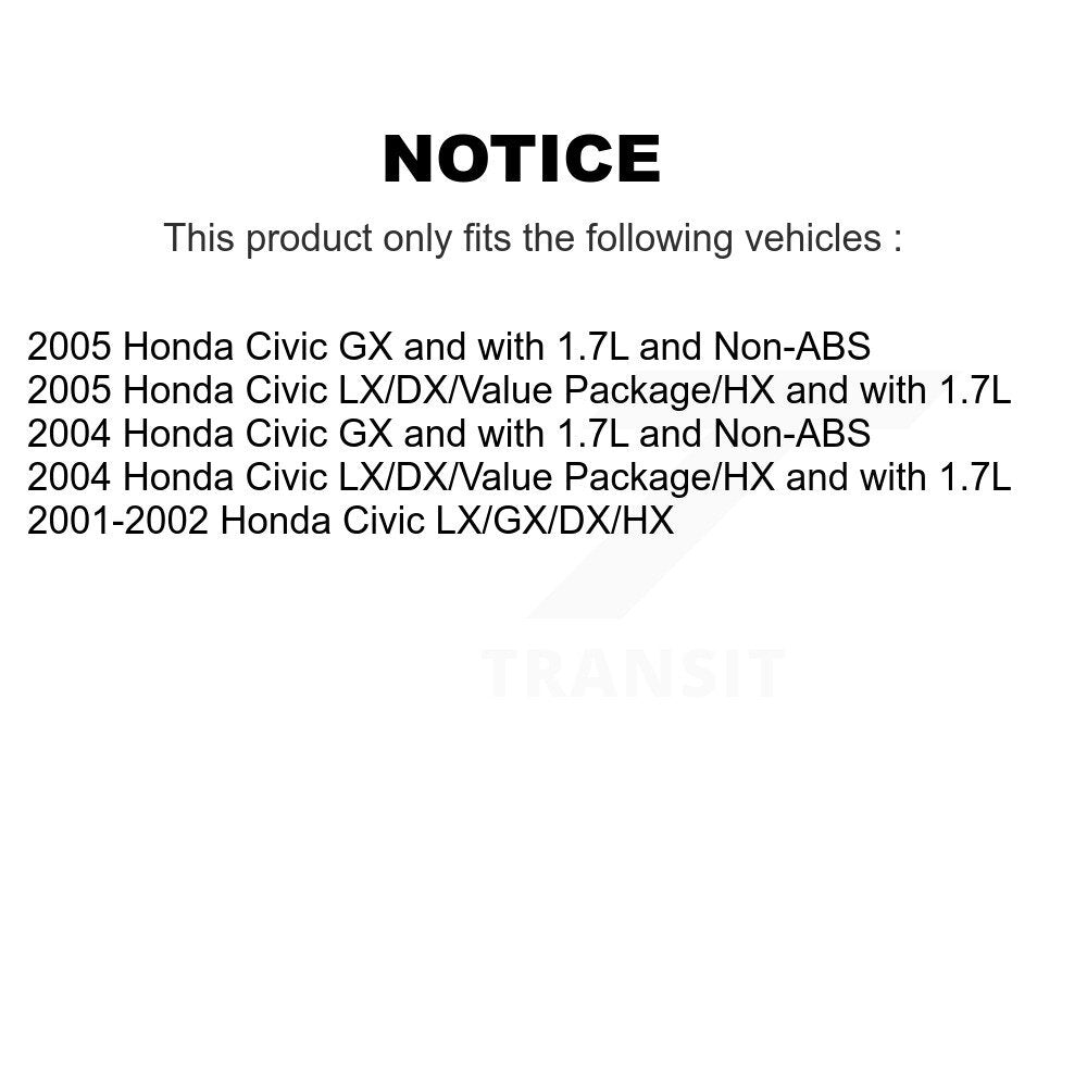 Brake Drum Hardware And Wheel Hub Bearing Assembly Rear Kit For Honda Civic