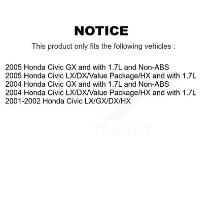 Brake Drum Hardware And Wheel Hub Bearing Assembly Rear Kit For Honda Civic