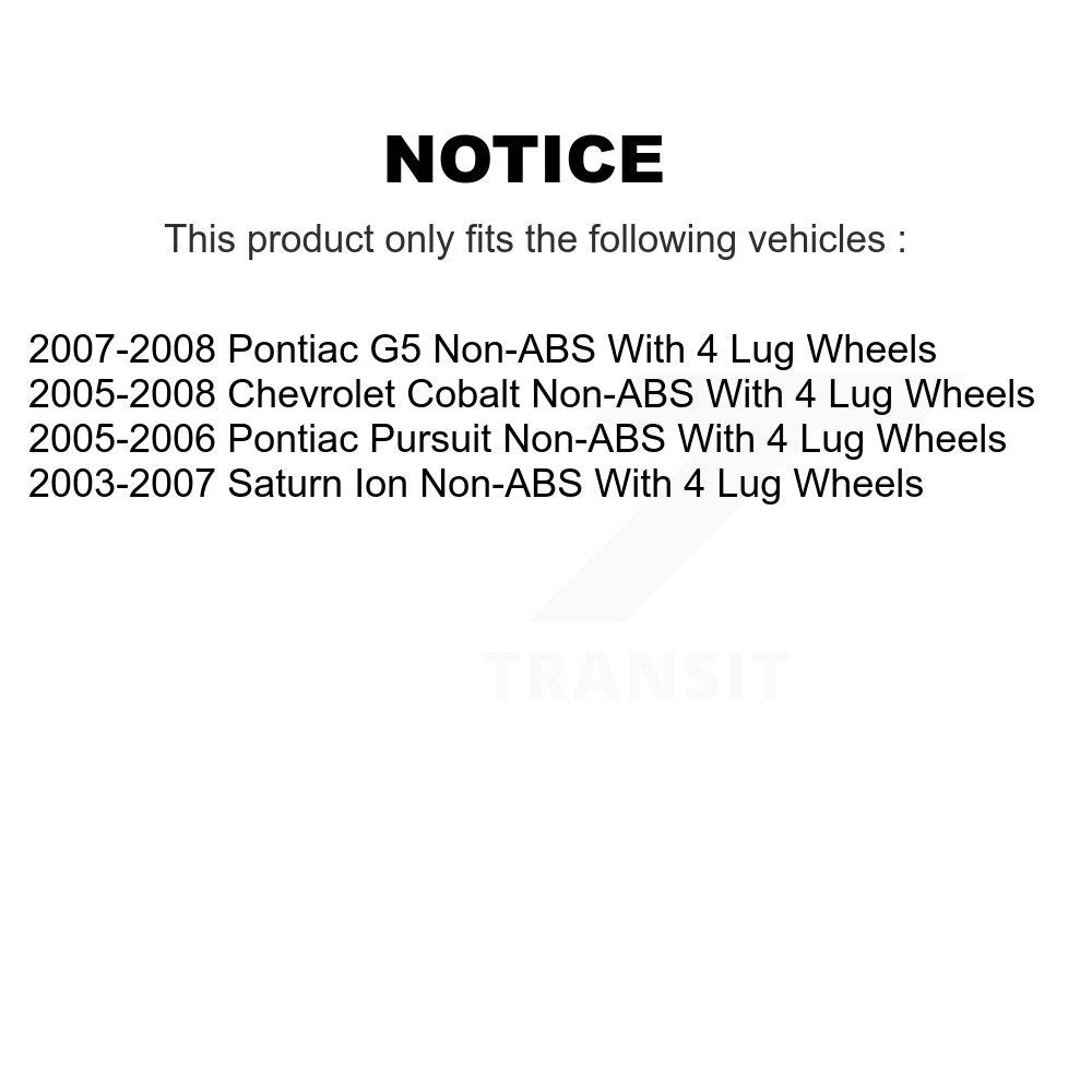 Brake Drum Shoes Hub Bearing Rear Kit For Chevrolet Cobalt Pontiac Saturn Ion G5