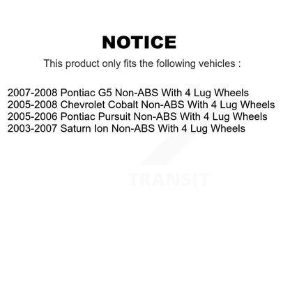 Brake Drum Shoes Hub Bearing Rear Kit For Chevrolet Cobalt Pontiac Saturn Ion G5