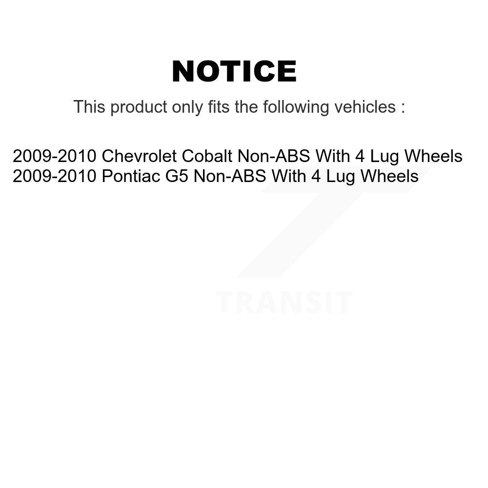 Brake Drum Shoes & Hub Bearing Rear Kit For Chevrolet Cobalt Pontiac G5 Non-ABS
