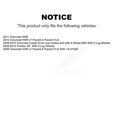 Brake Drum Shoes And Hub Bearing Rear Kit For Chevrolet Cobalt Pontiac G5 HHR