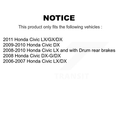 Brake Drum Shoes And Wheel Hub Bearing Assembly Rear Kit For Honda Civic