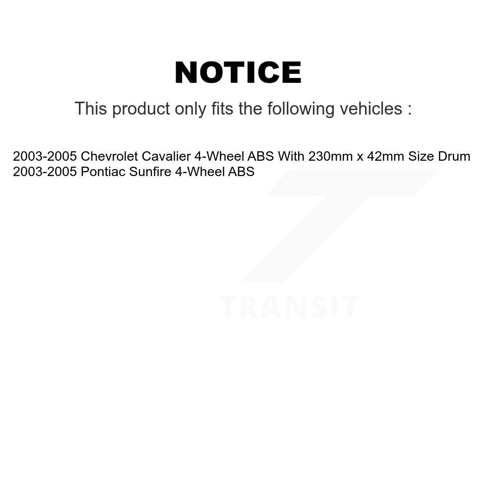 Brake Drum Shoes And Hub Bearing Rear Kit For Pontiac Sunfire Chevrolet Cavalier