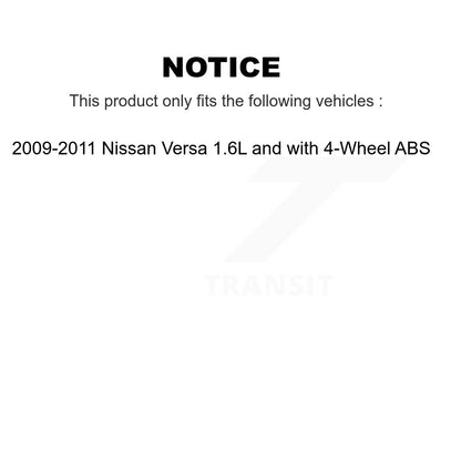 Brake Drum Shoes And Hub Bearing Rear Kit For Nissan Versa 1.6L with 4-Wheel ABS