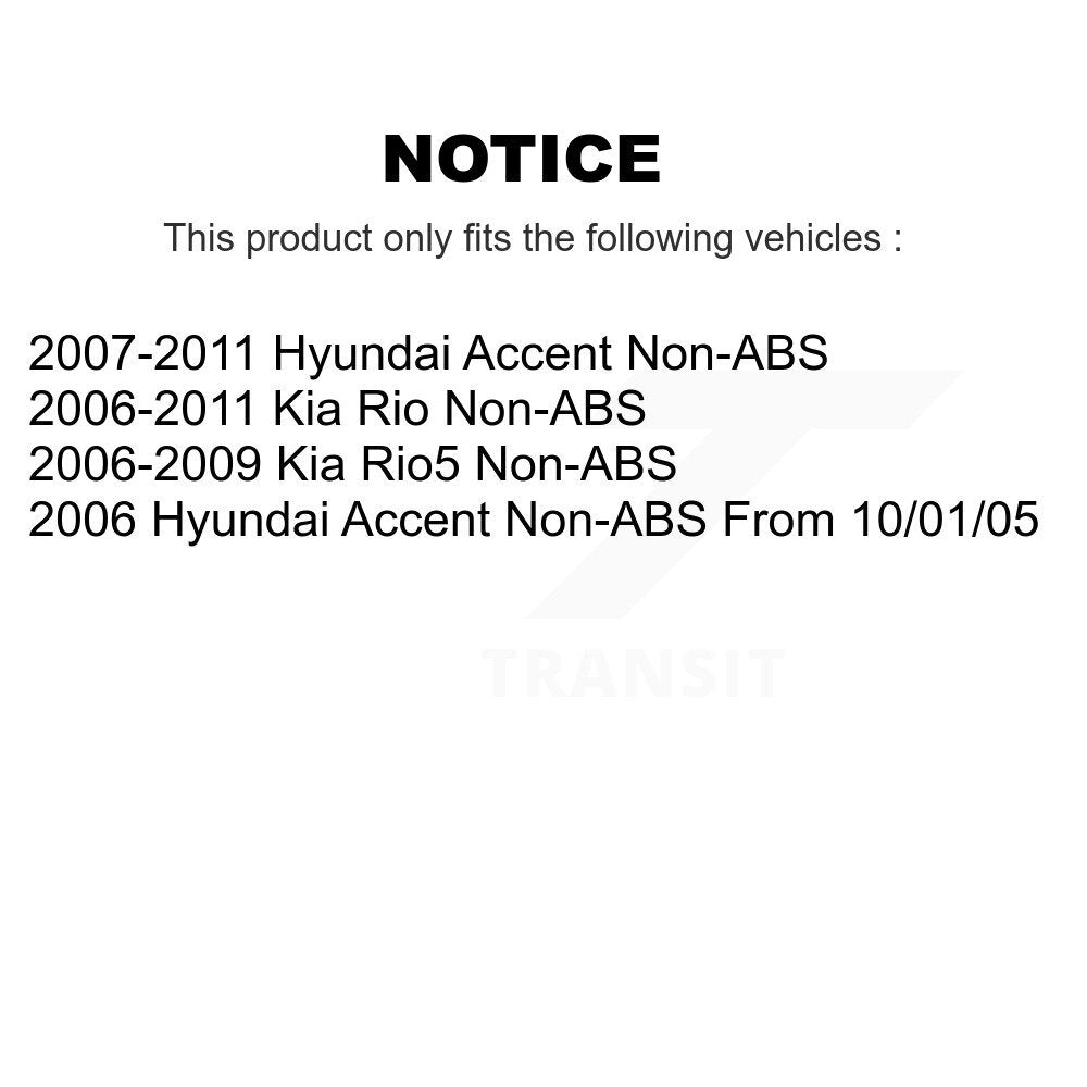 Brake Drum Shoes & Hub Bearing Rear Kit For Hyundai Accent Kia Rio Rio5 Non-ABS
