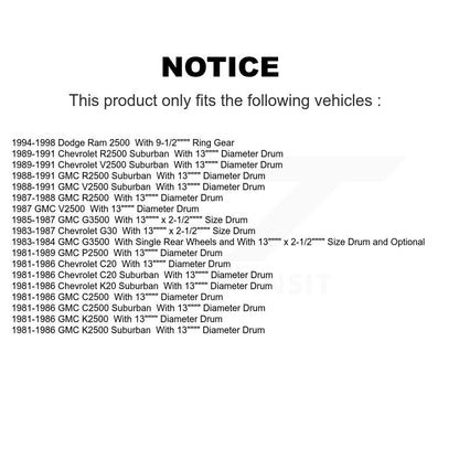 Drum Brake Shoe & Hardware And Wheel Bearing Rear Kit For Dodge Ram 2500