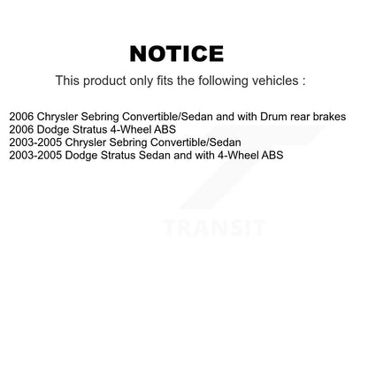 Drum Brake Shoe & Hardware And Hub Bearing Rear Kit For Chrysler Sebring Dodge