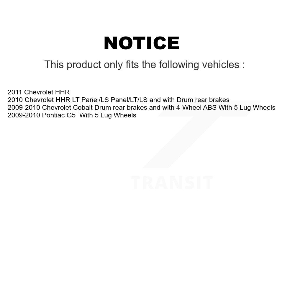 Drum Brake Shoe & Hardware Hub Bearing Rear Kit For Chevrolet Cobalt Pontiac G5