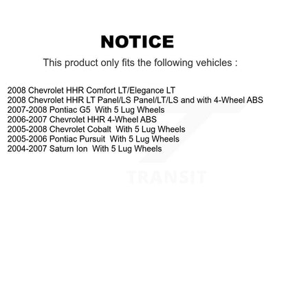 Drum Brake Shoe & Hardware Hub Bearing Rear Kit For Chevrolet Cobalt Pontiac G5