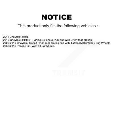 Wheel Cylinders & Hardware Hub Bearing Rear Kit For Chevrolet Cobalt Pontiac G5