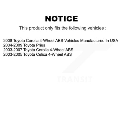Wheel Cylinders And Hub Bearing Rear Kit For Toyota Corolla Prius Celica