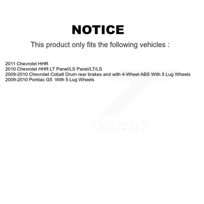 Wheel Cylinders And Hub Bearing Rear Kit For Chevrolet Cobalt Pontiac G5 HHR