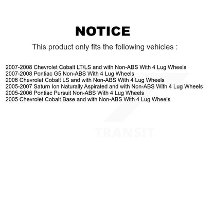 Wheel Cylinders Coated Drum & Shoes Hub Bearing Rear Kit For Chevrolet Cobalt G5