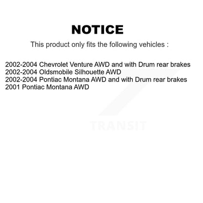 Wheel Cylinders And Drum & Shoes Hub Bearing Rear Kit (8Pc) For Pontiac Montana