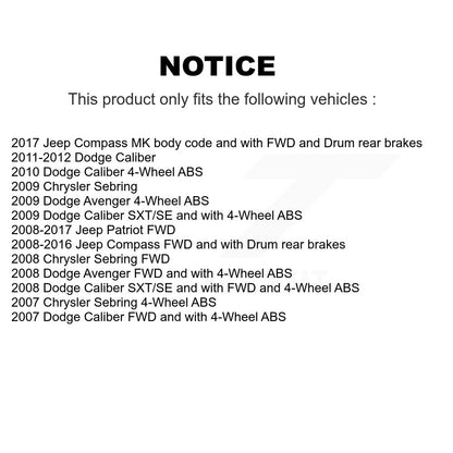 Wheel Cylinders Drum & Shoes Hub Bearing Rear Kit (8Pc) For Jeep Patriot Compass