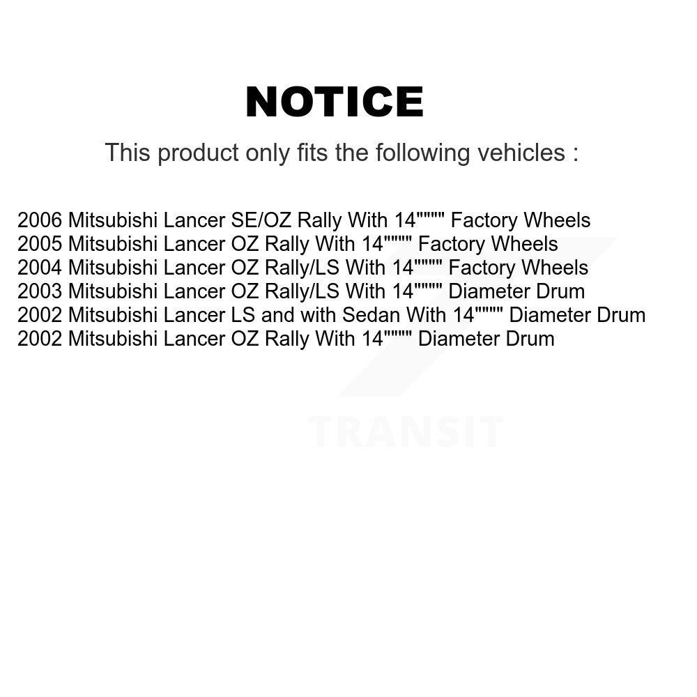 Wheel Cylinders & Drum Shoes Hub Bearing Rear Kit (8Pc) For Mitsubishi Lancer