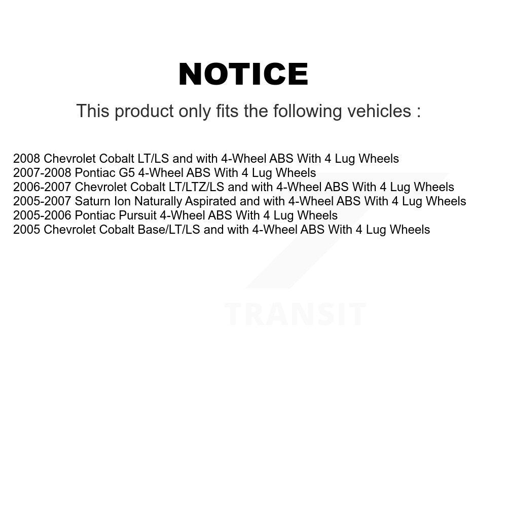 Wheel Cylinders & Drum Shoes Hub Bearing Rear Kit For Chevrolet Cobalt Pontiac