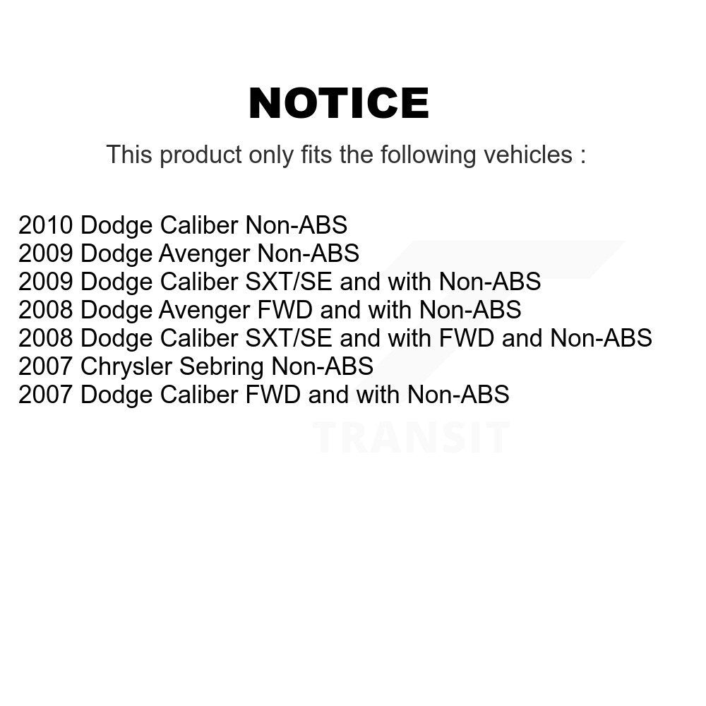 Wheel Cylinders And Drum & Shoes Hub Bearing Rear Kit For Dodge Caliber Avenger