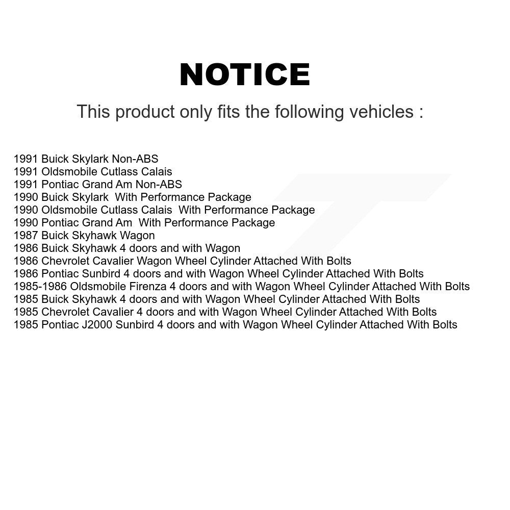 Wheel Cylinders Drum & Shoes Hub Bearing Rear Kit For Chevrolet Cavalier Pontiac