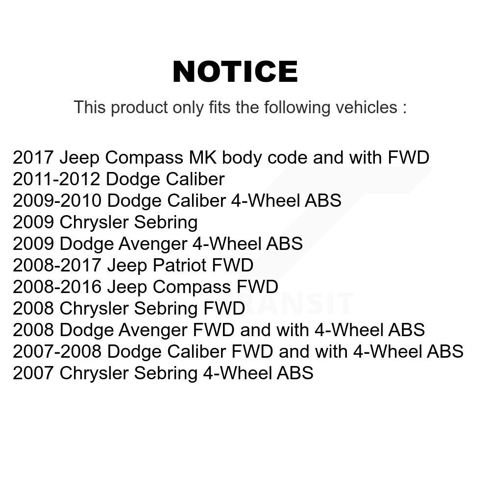 Wheel Cylinders & Drum Shoes Hub Bearing Rear Kit For Jeep Patriot Compass Dodge
