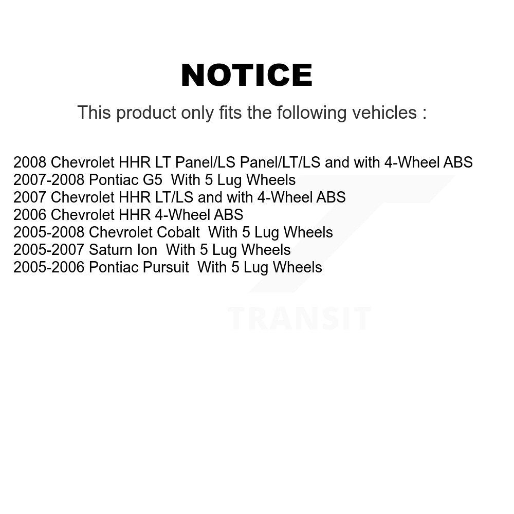 Wheel Cylinders Drum Shoes Hub Bearing Rear Kit For Chevrolet Cobalt Pontiac G5
