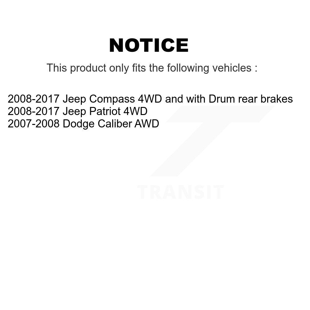 Wheel Cylinders And Hardware Hub Bearing Rear Kit For Jeep Patriot Compass Dodge