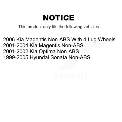 Wheel Cylinders And Hub Bearing Rear Kit For Hyundai Sonata Kia Optima Magentis