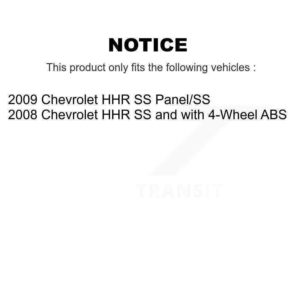 Wheel Cylinders Hub Bearing Rear Kit For 2008 Chevrolet HHR SS with 4-Wheel ABS