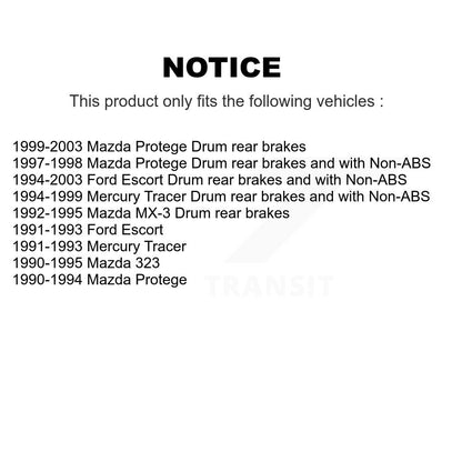 Wheel Cylinders And Hub Bearing Rear Kit For Mazda Protege Ford Escort MX-3 323