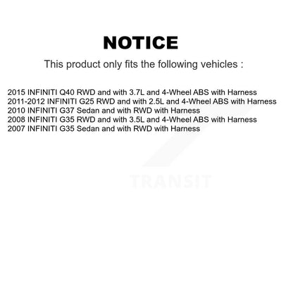 Wheel Hub Bearing ABS Sensor Front Kit For INFINITI G35 G37 G25 Q40 with Harness