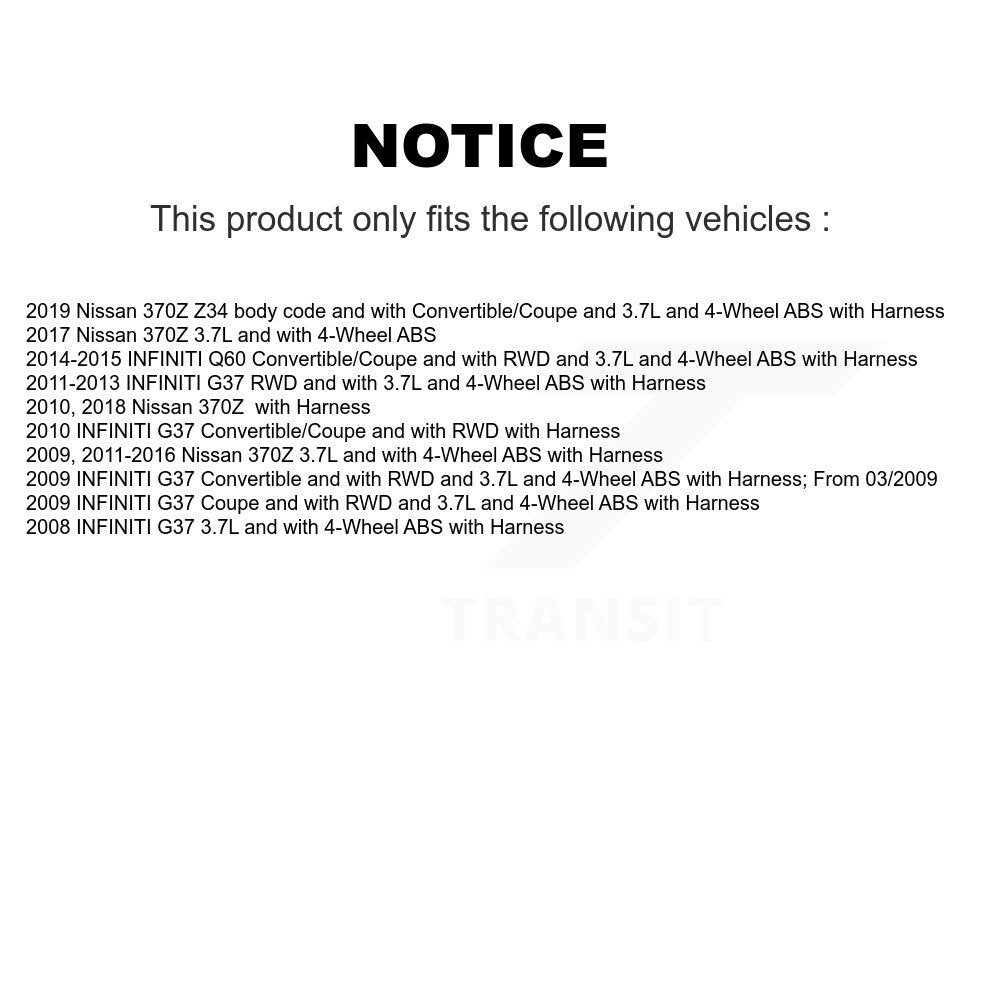 Wheel Hub Bearing And ABS Sensor Front Kit For INFINITI G37 Nissan 370Z Q60